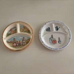 2 VintagePeter Rabbit Child divided Plates - Beatrix Potter
